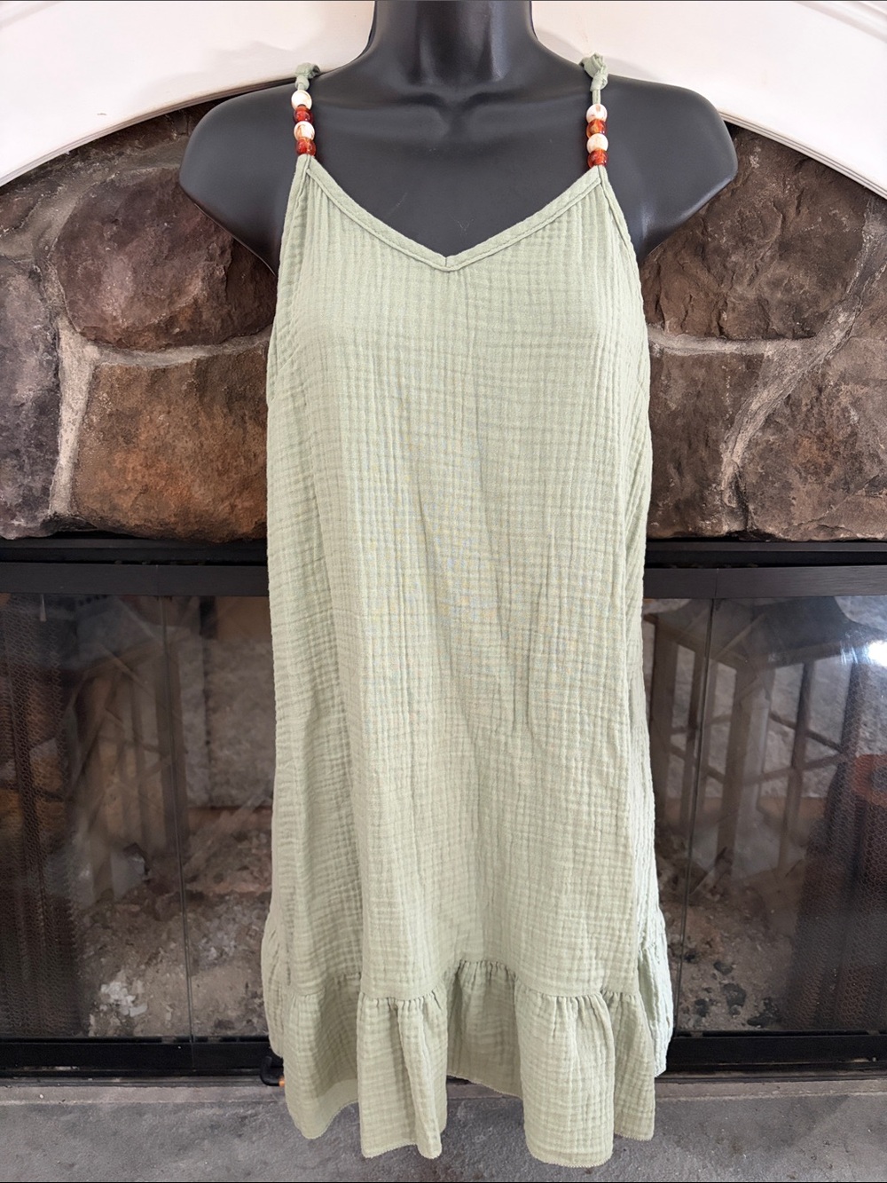 SHEIN Light Sage Green Spaghetti Strap Cotton Sundress size Small